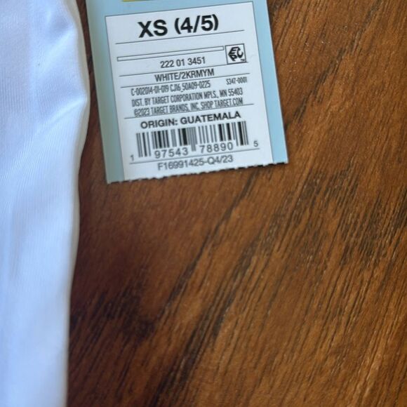 NWT Cat & Jack Size XS (4/5) Sun Print White Short Sleeve Rash Guard Top - Picture 7 of 7